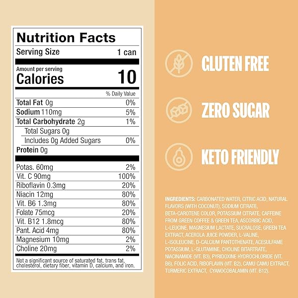 ZOA ZERO SUGAR ENERGY DRINKS – PINEAPPLE COCONUT | HEALTHY ENERGY FORMULA WITH NATURAL CAFFEINE, DAILY VITAMIN C, ESSENTIAL B-VITAMINS | GLUTEN-FREE, KETO FRIENDLY | 12 OUNCE CANS (PACK OF 12)