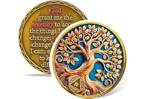 VITALWAY Tree of Life 4 Year Sobriety Coin, Recovery & Growth AA Medallion, One Year Golden Sober Coin for Addiction Recovery, Alcoholics Anonymous Sober Gifts for Women Men Sponsor