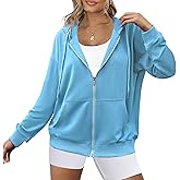 Zeagoo Women's Lightweight Hoodies Full Zip Up Oversized Sweatshirts with Pockets Long Sleeve Thin Casual Hooded Jackets