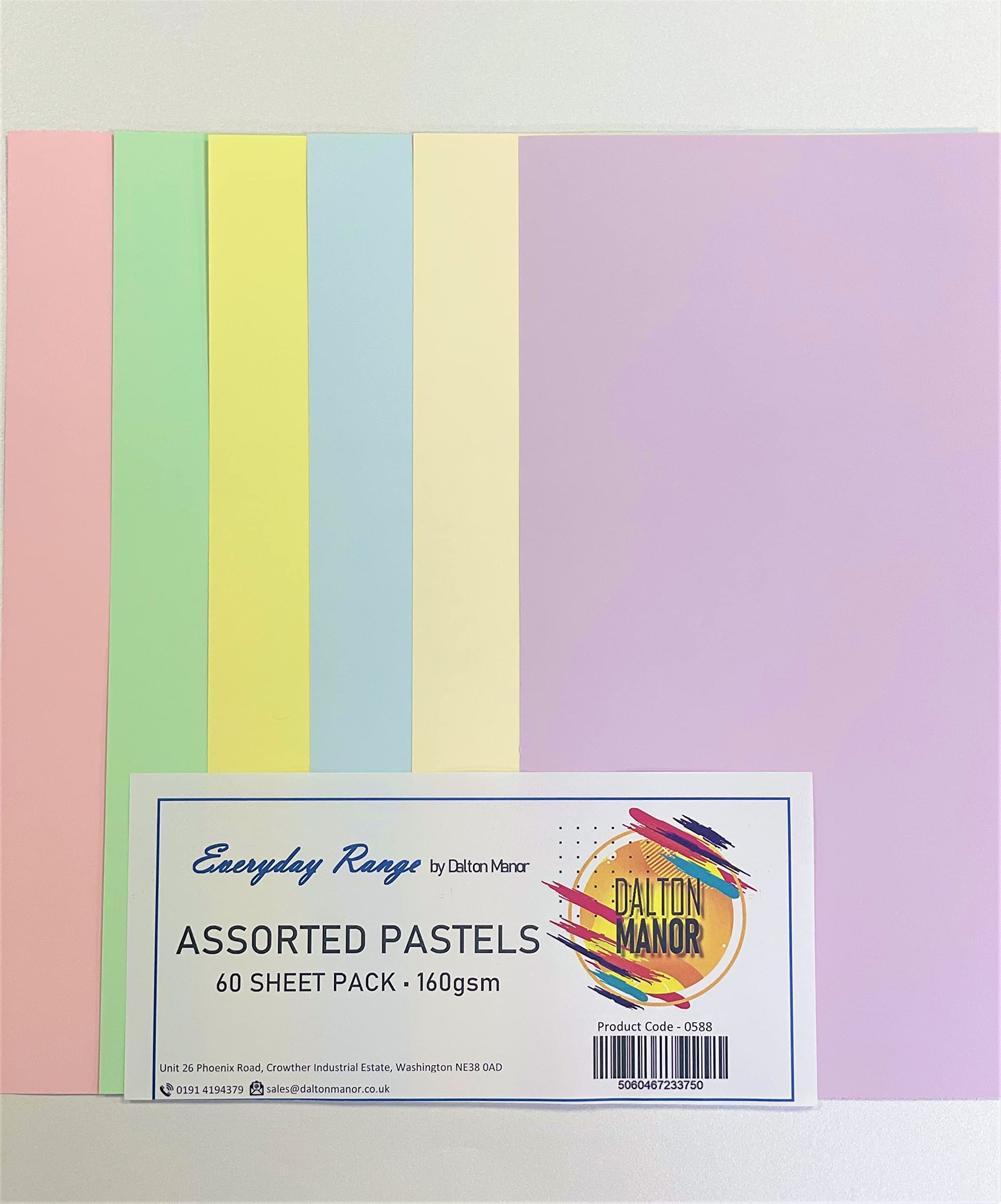 DALTON MANOR A4 COLOURED CARD 160GSM PASTEL ASSORTED PACK - 60 SHEETS