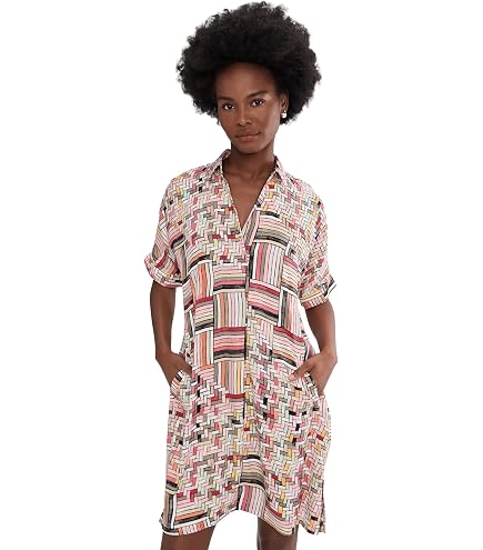 NIC+ZOE Women's Monogram Mix Blair Dress Blue Multi Large at