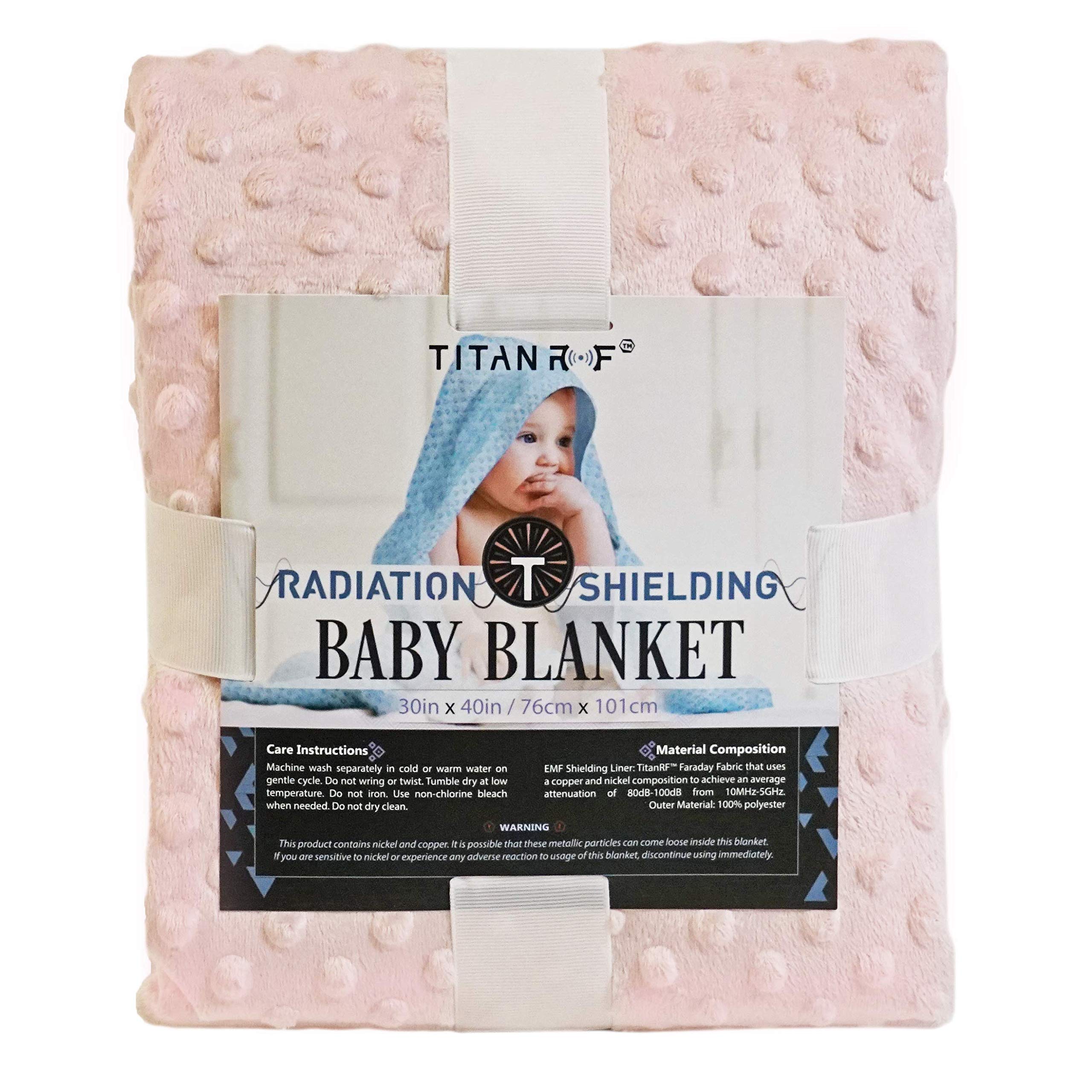Mission Darkness TitanRF Radiation Shielding Baby Blanket (Pink) - 30" x 40" (76cm x 101cm) Ultra-Soft Minky Dot Design with EMF Radiation Protection