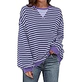 ANRABESS Women Striped Sweatshirts Oversized Crewneck Long Sleeve Shirts Y2K Pullover Top 2026 Fall Outfits Fashion Clothes