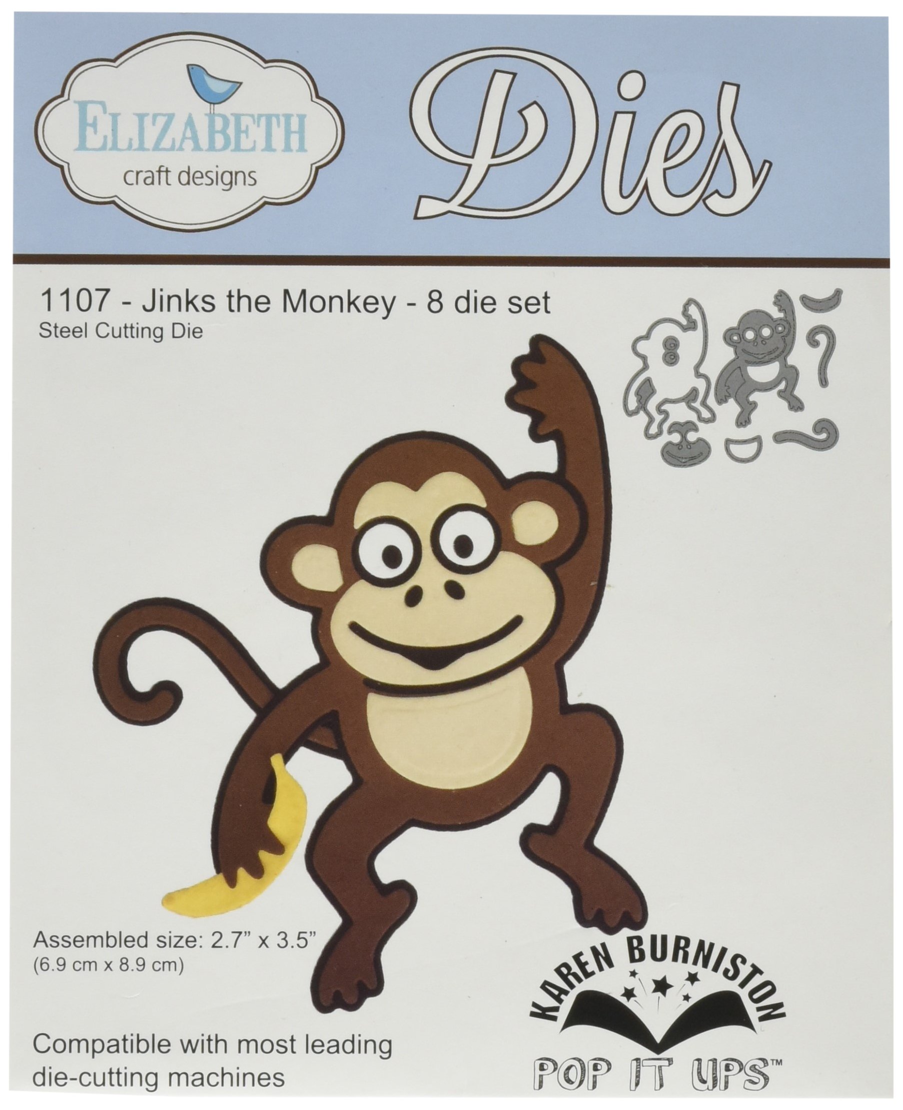 Elizabeth Craft Designs Pop It Up Metal Dies By Karen Burniston Jinks The Monkey, 2.7-Inch x 3.5-Inch โ image 1