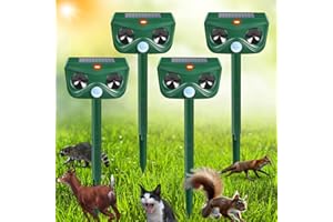 Thoveneth 4 Pack Ultrasonic Animal Repellent Cat Repellent Outdoor Solar Animal Deterrent Deer Repellent Devices Motion Activated Scare Cat Dog Skunk Deer Rabbit Squirrel Mouse for Garden Yard