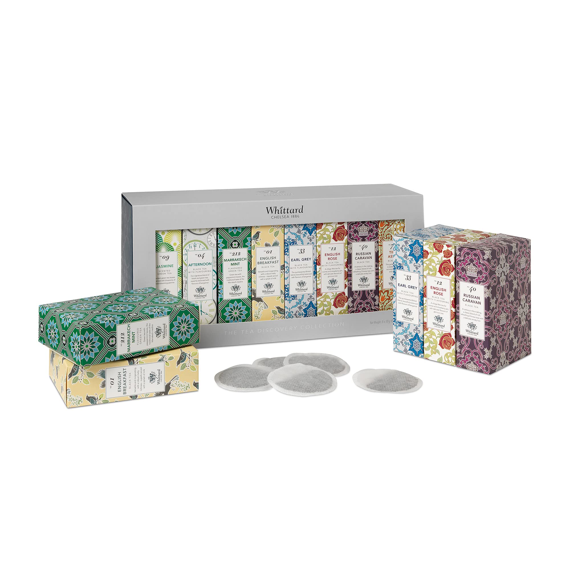 Whittard of Chelsea - The Tea Discovery Collection Gift Set - | A Tasteful Array of Fruitful Black & Green Teas | Suitable for Vegans & Vegetarians | 8 Flavours x 20 teabags