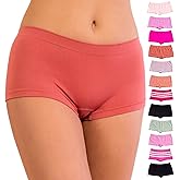 Alyce Ives Womens Seamless Boy Short Panties, Boyshort Boxer Briefs-12 Pack