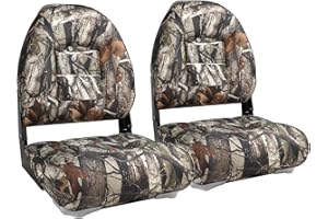NORTHCAPTAIN High Back Folding Fishing Boat Seat,Stainless Steel Screws Included,Camo,2 Seats
