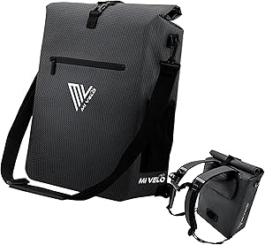 MIVELO Fahrradtasche für Gepäckträger - 3in1 Gepäckträgertasche Rucksack Umhängetasche - 100% wasserdicht und PVC-frei - Tasche für Fahrrad mit herausnehmbarer Laptoptasche (Schwarz-Reflektierend)