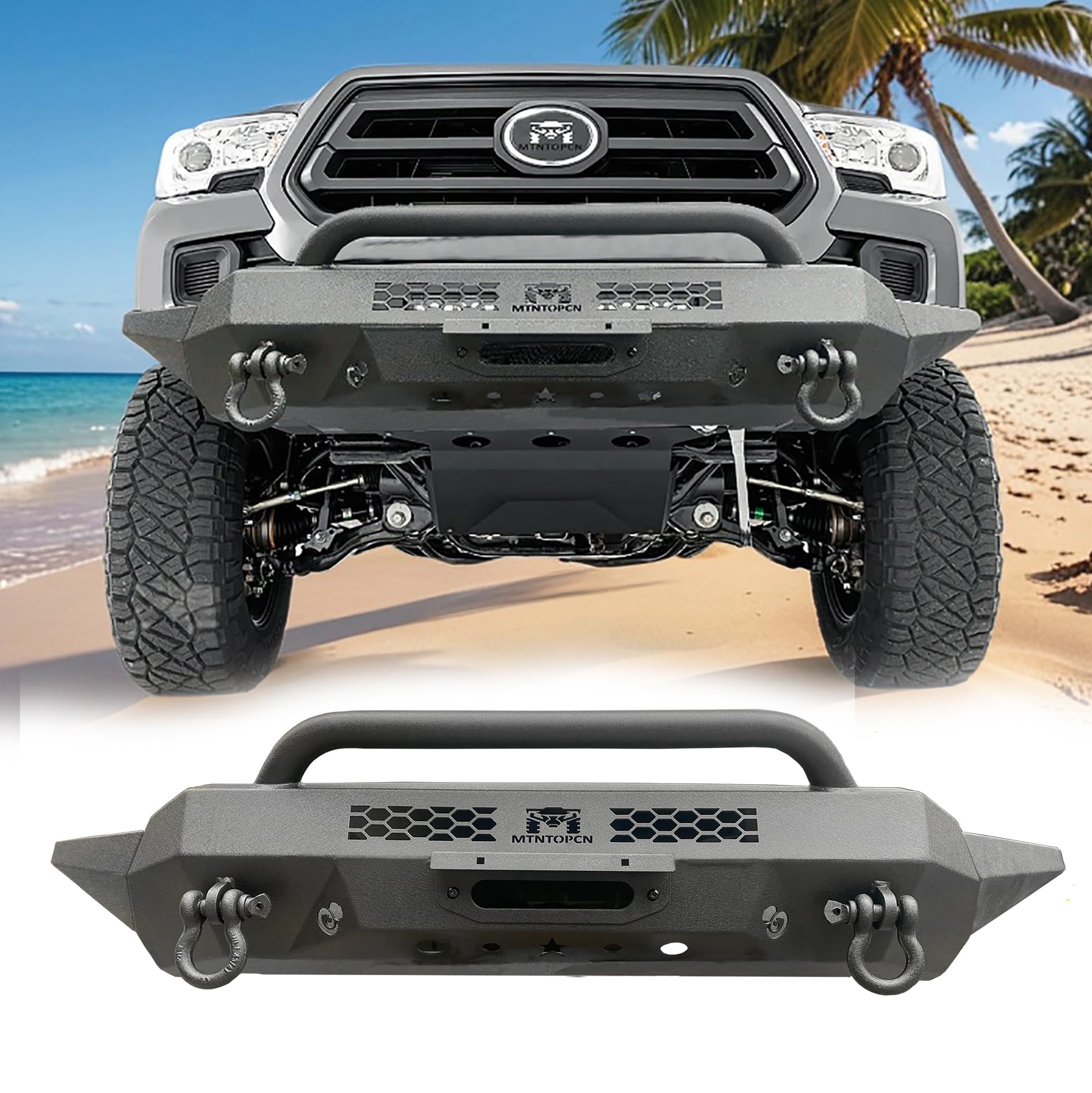 MTNTOPCN Steel Front Bumper Compatible for Toyota Tacoma 2016-2023 pick