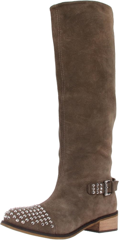 taupe leather knee high boots