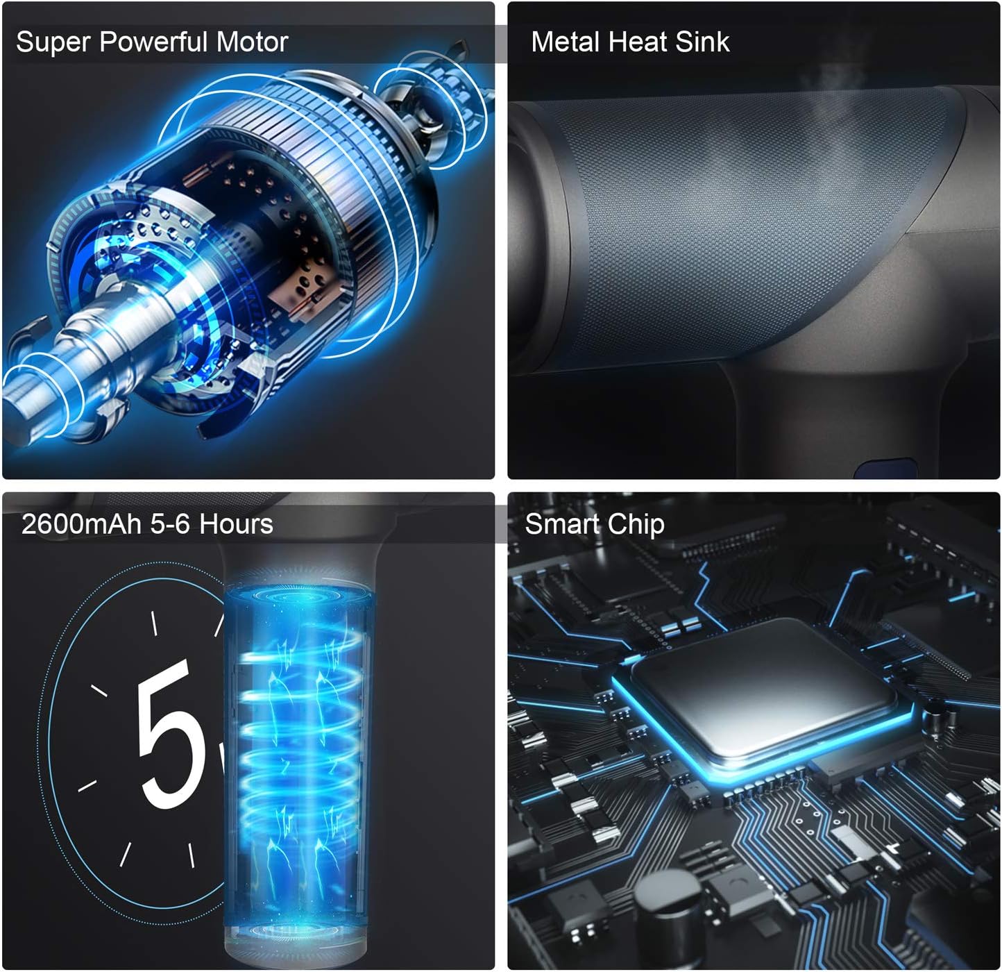 Muscle Massage Gun Deep Tissue for Athletes, Pokehome Deep Tissue Massage Gun Percussion Muscle Massager Handheld Deep Tissue Massage Gun, 11 Speed High Intensity Vibration, 6 Heads Included: Health & Personal Care