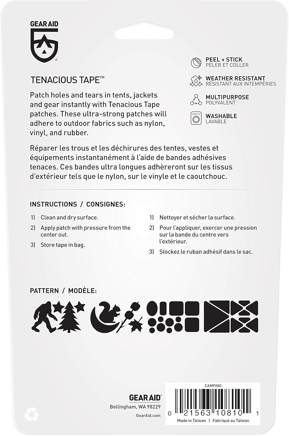Gear Aid Tenacious Tape Gear Patches for Jacket Repair, Black Nylon, Camping, 3" x 20": Clothing