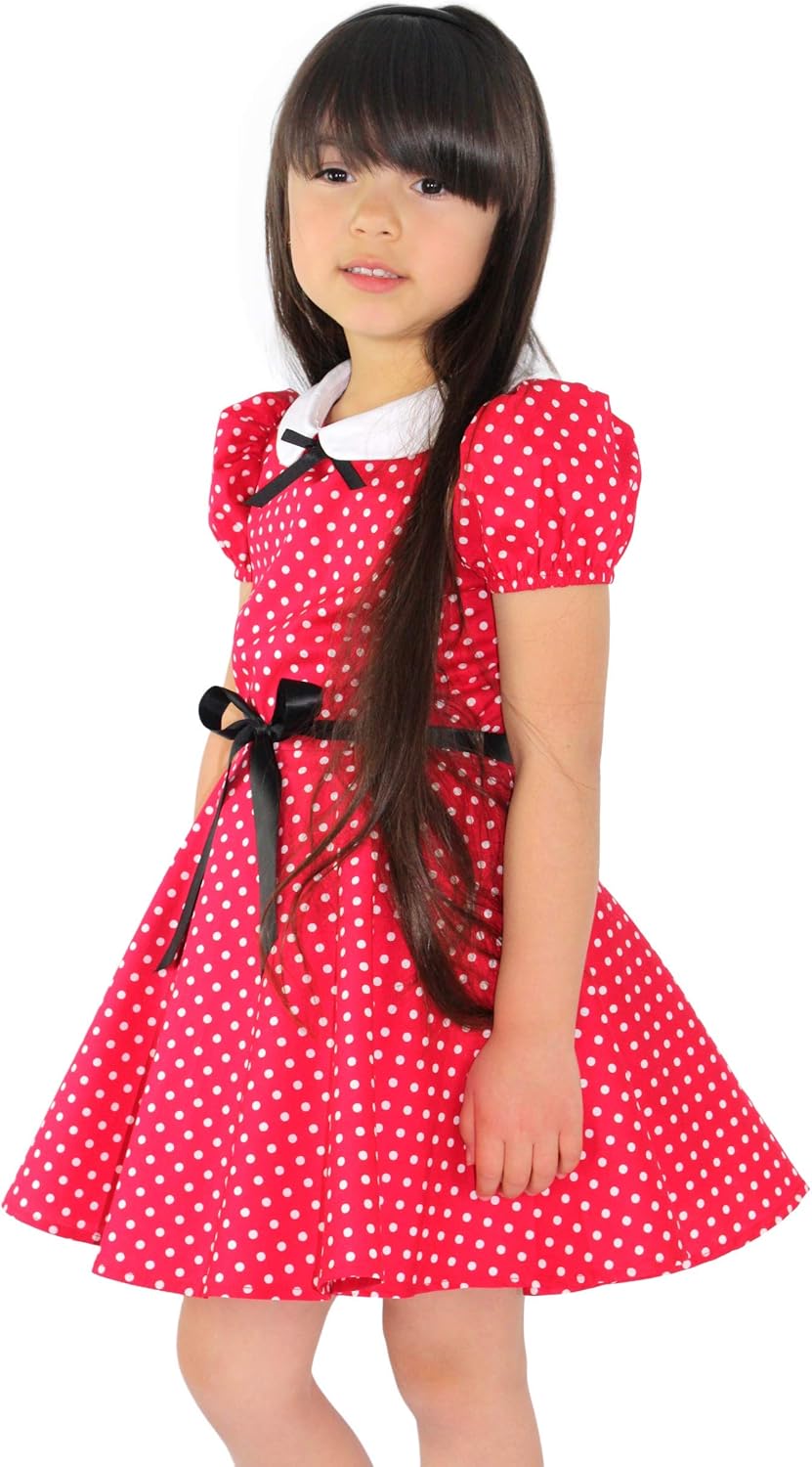 girls red and white polka dot dress