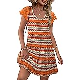 WIHOLL Dresses for Women 2026 Summer Casual Wedding Guest Dress Lace Short Sleeve Sundresses Fashion Beach Vacation Clothes