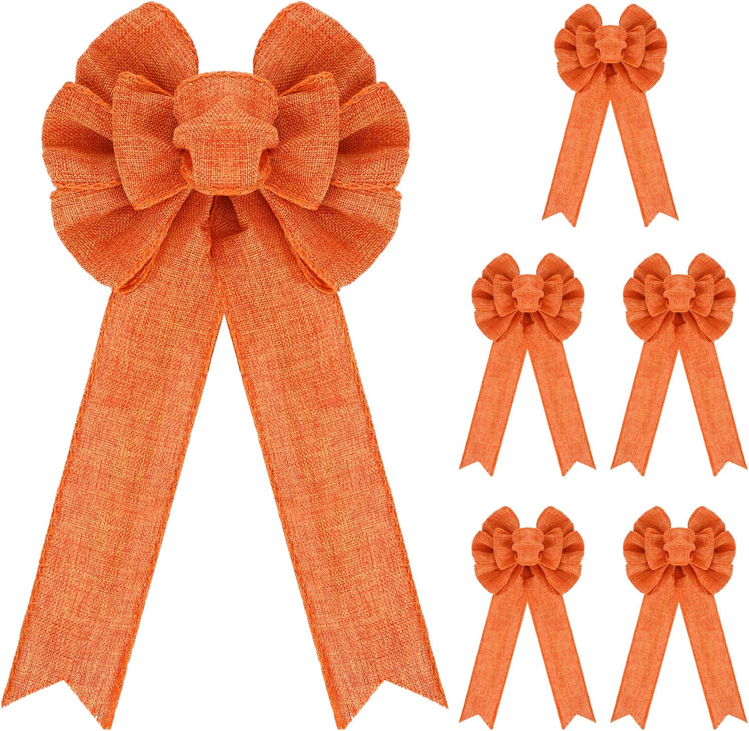 Bows & Ribbons - 6 Pieces Fall Wreath Bow Orange Large Bow 10 x 6 Inch Thanksgiving Halloween Wreath Bow for Thanksgiving Halloween Home Garden Decoration Supplies