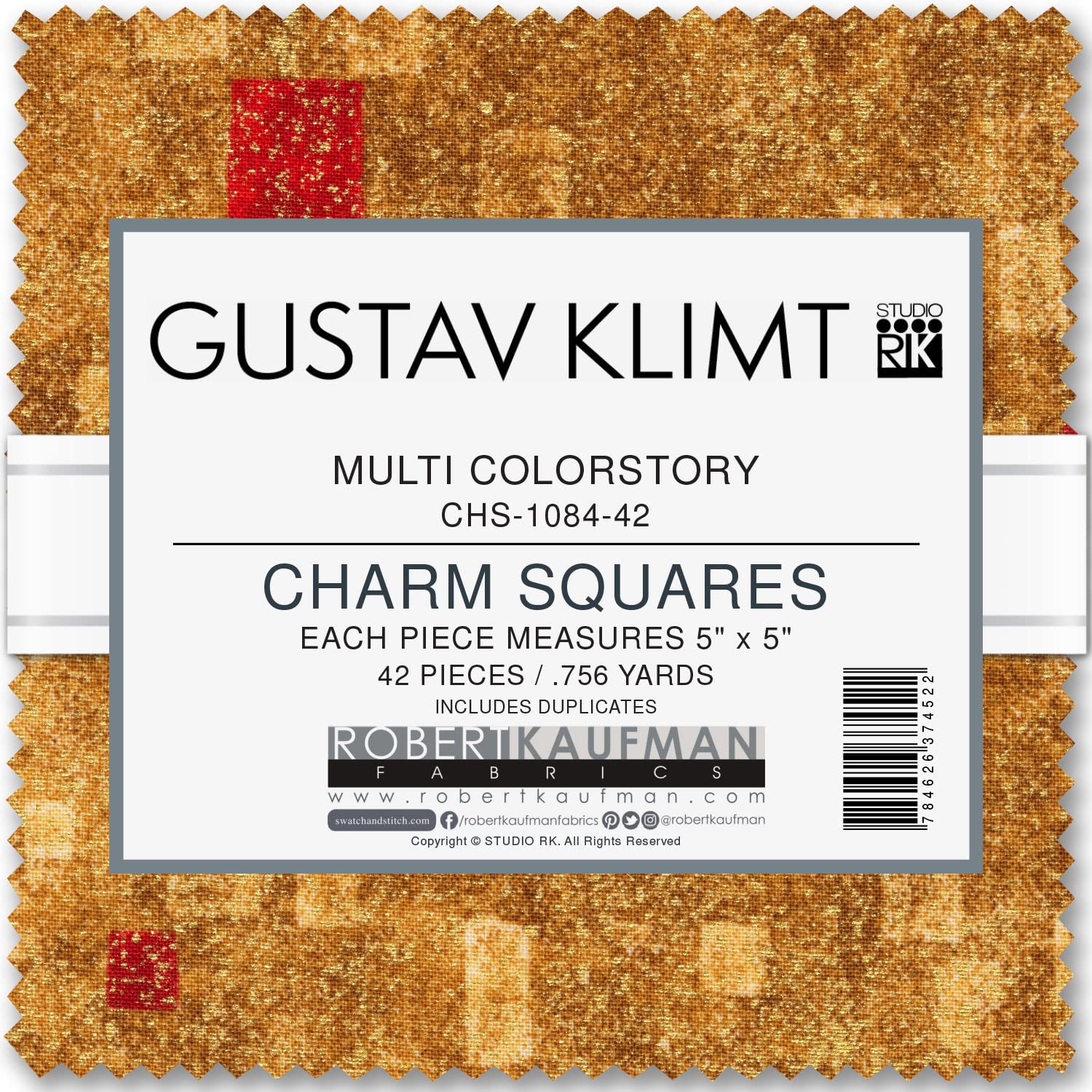 Gustav Klimt Multi Charm Pack - 42 5" Fabric Squares | Robert Kaufman Fabrics CHS-1084-42