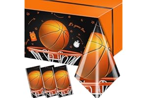 CMUSKO Basketball Tablecloth, 3 Pcs Basketball Birthday Decorations Rectangle Plastic Table Cover, Disposable Table Cloths for Basketball Sports Themed Party Supplies, 108 x 180 cm