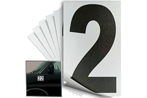 iSYFIX Black Vinyl Number 2 (Two) Stickers - 6 Pack 4 inch - Premium Decal, Reflective Background, Pre-Spaced for Mailbox, Signs, Window, Door, Cars, Truck, Home, Business, Address, Indoor & Outdoor