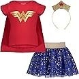 DC Comics Justice League Wonder Woman Girls Costume T-Shirt Tulle Skirt Headband and Cape 4 Piece Set Toddler to Big Kid