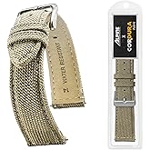 Alpine Cordura Fabric Watch Band - Quick Release Replacement Watch Bands - Water Resistant Back Lining Leather Strap - Watch Bands for Women & Men - Compatible with Regular & Smart Watch Bands