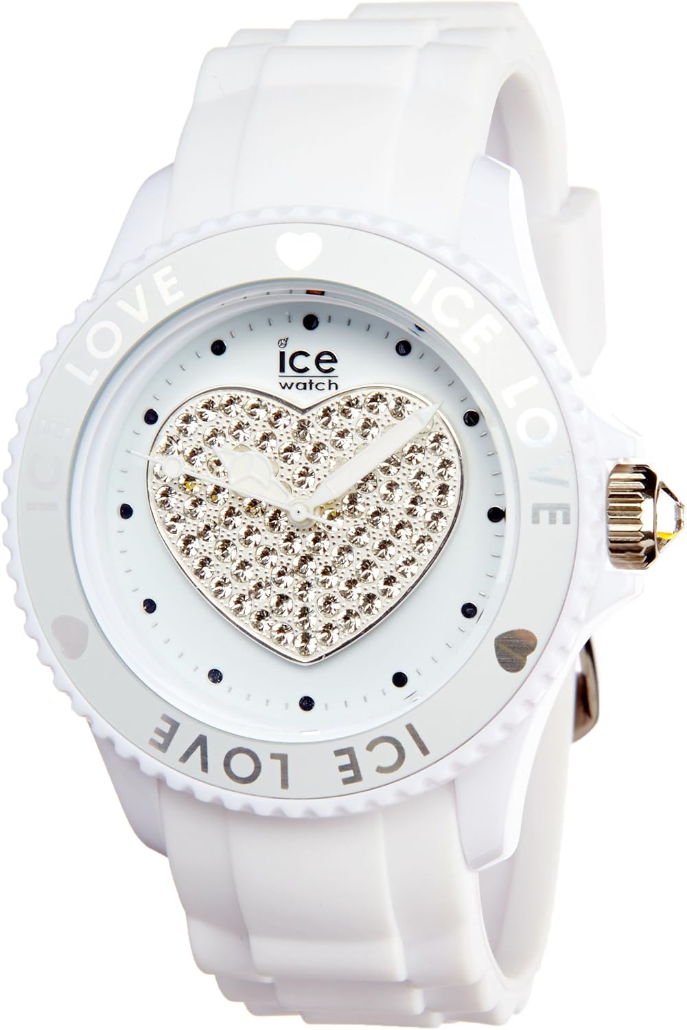 Ice Watch Ice Love 2010 White Women S Wristwatch With Silicon Strap 013734 Small Amazon Co Uk Watches