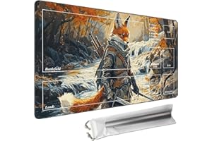 Cdkfxjy MTG Playmat with Magic Zone 27.5 x 15.7in Includes Storage Bag,TCG Playmat with Soft Surface Premium Non-Slip Rubber Backing Stitched Edges Durable Gaming Mat,Fox Knight