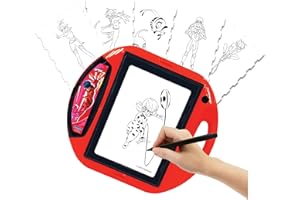 Lexibook, Miraculous Ladybug Cat Noir, Drawing Projector, 4 Stamps, 10 templates, Lighting Screen, 1 Pen Included, Artistic and Creative Toy for Girls and Boys, Red/Black, CR310MI