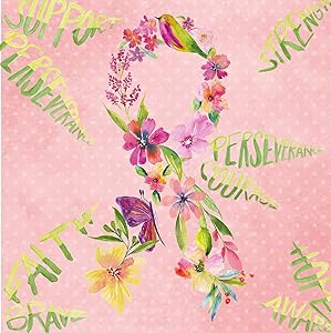 Courage Pink Ribbon Paper Cocktail Napkin Set of 20-5 x 5 Inches