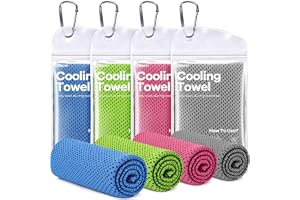 ROXUN Cooling Towels, 4 Pack (40''x12'') Chilly Ice Rags for Neck and Face | Gray+Blue+Pink+Green, Soft Breathable, Sports and Outdoor Workouts, Comes with Storage Bags & Carabiners