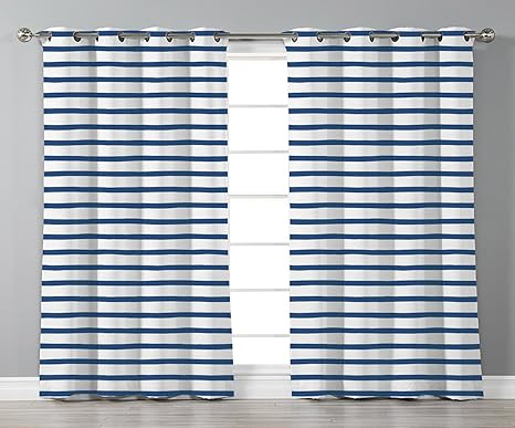Thermal Insulated Blackout Grommet Window Curtains Harbour Stripe