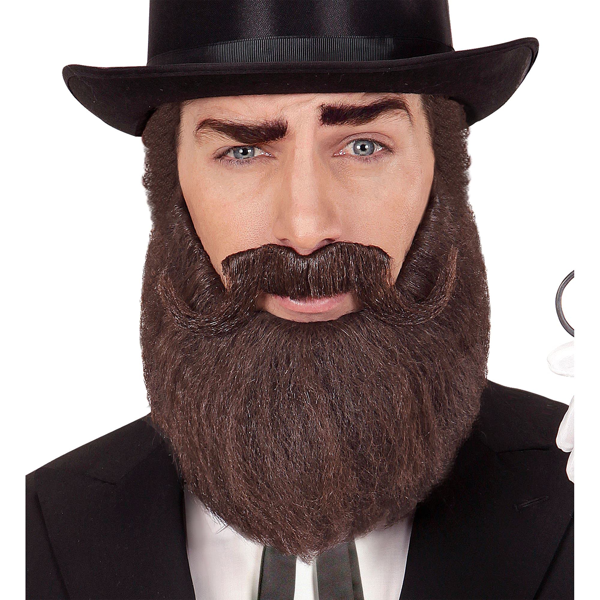 WIDMANN 02092 - Beard with Mustache for Adult Man, English, Eighteenth Century, Nineteenth Century, Carnival, Theme Parties, Brown Color