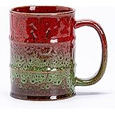 HYTYSKAR 20 Oz Coffee Cups-Beer Mug, Large Ceramic Coffee Mugs, Handmade Pottery Mug, Tea Cups with Handle for Office and Home, Dishwasher and Microwave Safe (Red & Green)