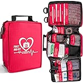 Pasenhome First Aid Kit, Emergency Kit with Labelled Compartments for Home, Camping, Car, Office, Outdoor, Hiking, Travel