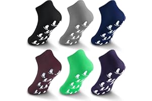 WANZHIHUI Grip Socks for Kids 6 Pairs Grippy Sticky Anti Slip Kid Slippers Non Slip Socks for Boys Girls Yoga Trampoline