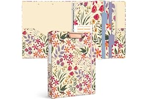 Ospelelf 3 Ring Floral Binder with Dividers, 1 inch Rings, 1.6 inch Spine, for Letter Size (11" x 8.5") Paper, Clipboard Organizer, for School and Office Supplies