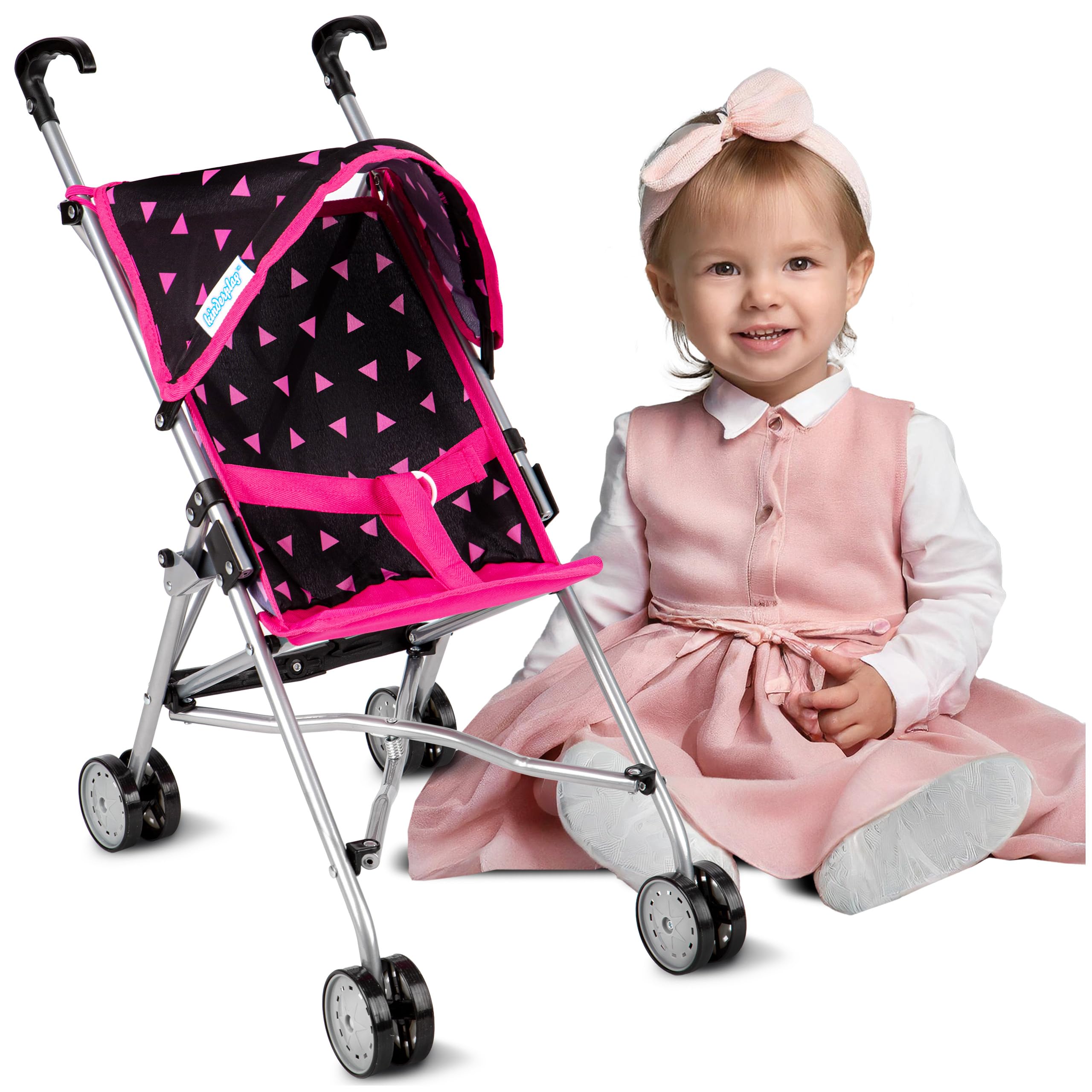 Kinderplay Doll Stroller | Toy Pram | Baby Doll Pram - Toy Pushchair | Dolls Buggy | Dolls Pushchair | Dolls Pram Handle Height 54 cm, model KP0290R