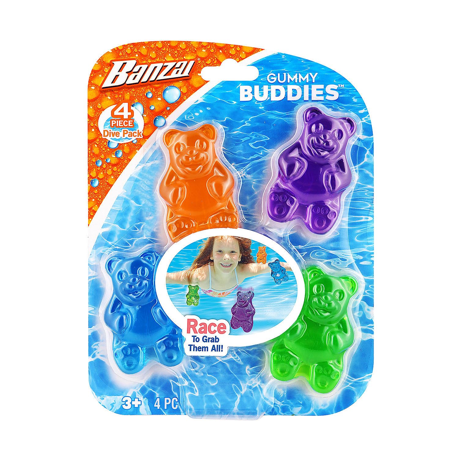Photo 1 of (2 PACK)***STOCK PHOTO FOR REFERENCE ONLY***Fun Express 1 1/2" x 2 1/2" Gummy Buddies Candy Bear Water Dive Toys - 6 Pieces