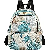 Vintage Ocean Sea Turtle Women Backpack Purse Travel Daypack Shoulder Bag