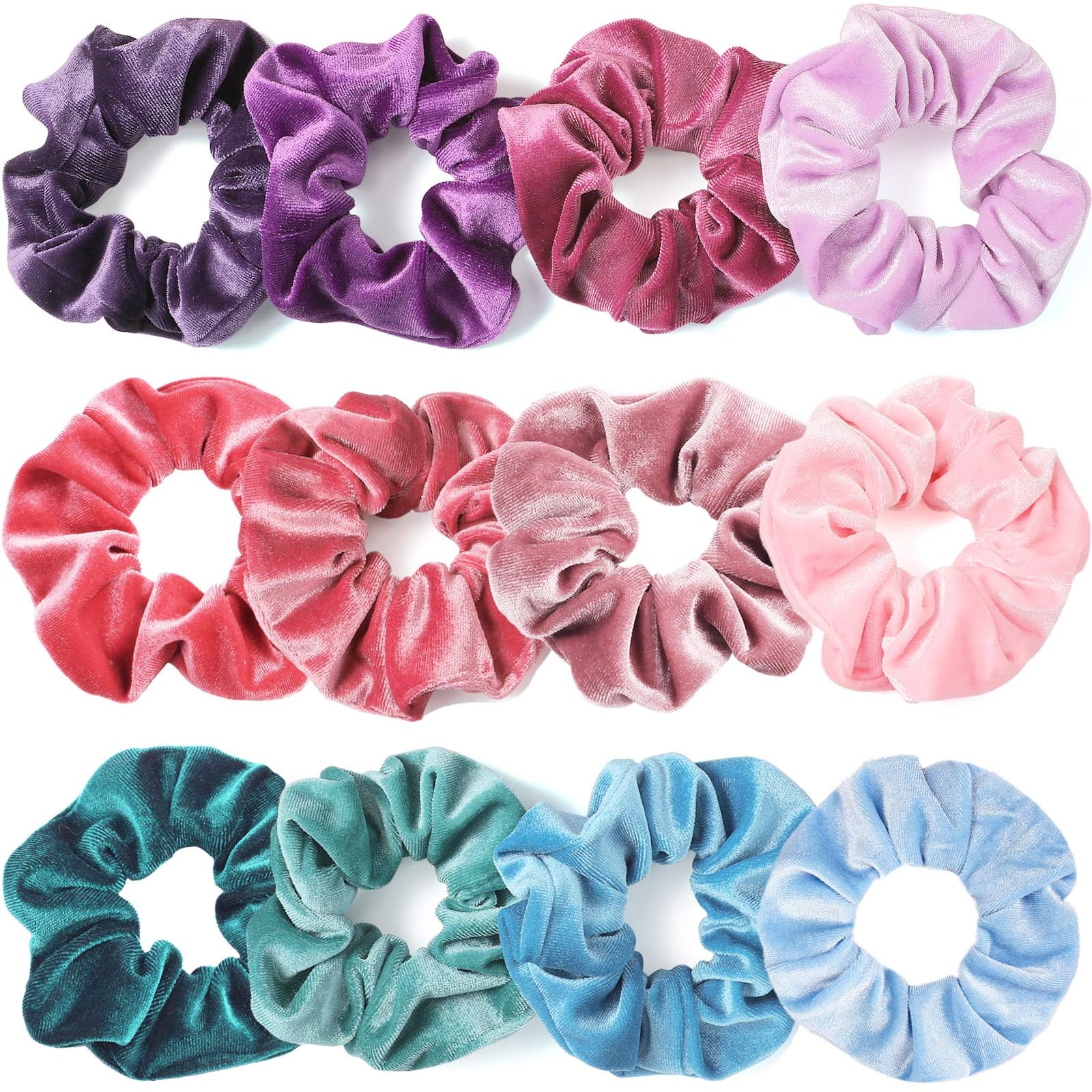 FUZVOL Multi-Color Satin Hair Scrunchies for Women,Elastic Softer than Silk Scrunchies for Ponytail,Thick Thin Curly Hair Bands(12 Pack)