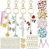 PYURTHITY 254 Pcs Colorful Lip Gloss Keychain Charms Making Kit Include Pink Blue Red Orange Enamel Charms Keychain Clips Extender Chains Jump Ring Plier DIY Jewelry Crafts Gifts for Women Adults
