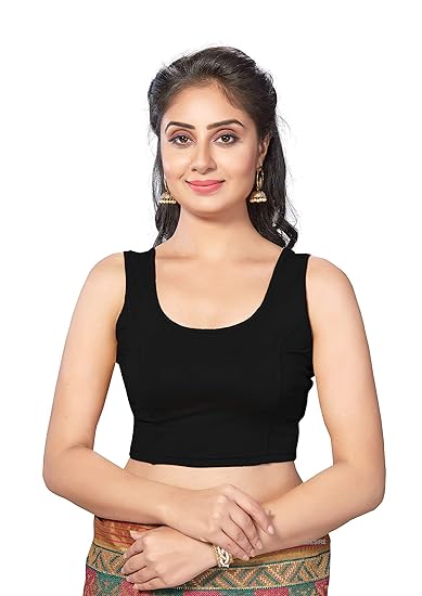 Women's Black Cotton Lycra Stretchable Sleeveless Blouse (Free Size - 30 to 34 Inch)