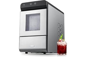 Gevi Household V2.0 Countertop Nugget Ice Maker with Viewing Window | Self-Cleaning Pebble Ice Machine | Open and Pour Water Refill | Stainless Steel Housing | 16.9''H Fits Under Wall