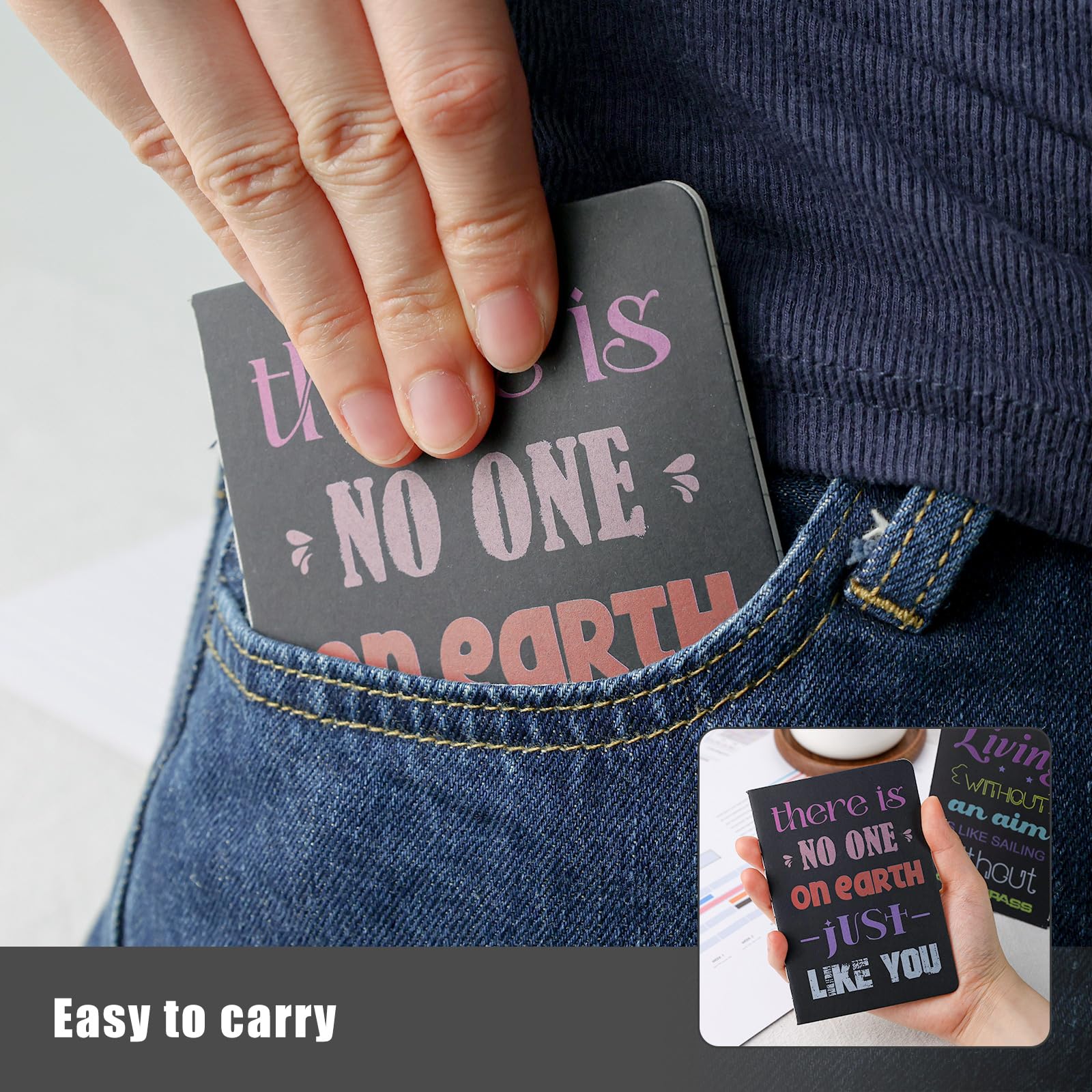 HEYPLACE 24PCS Motivational Pocket Notebooks, Inspirational Pocket Ruled Notepads 3.5 x 5 Inch Black Lined Journal Notebooks 16 Sheets/32 Pages