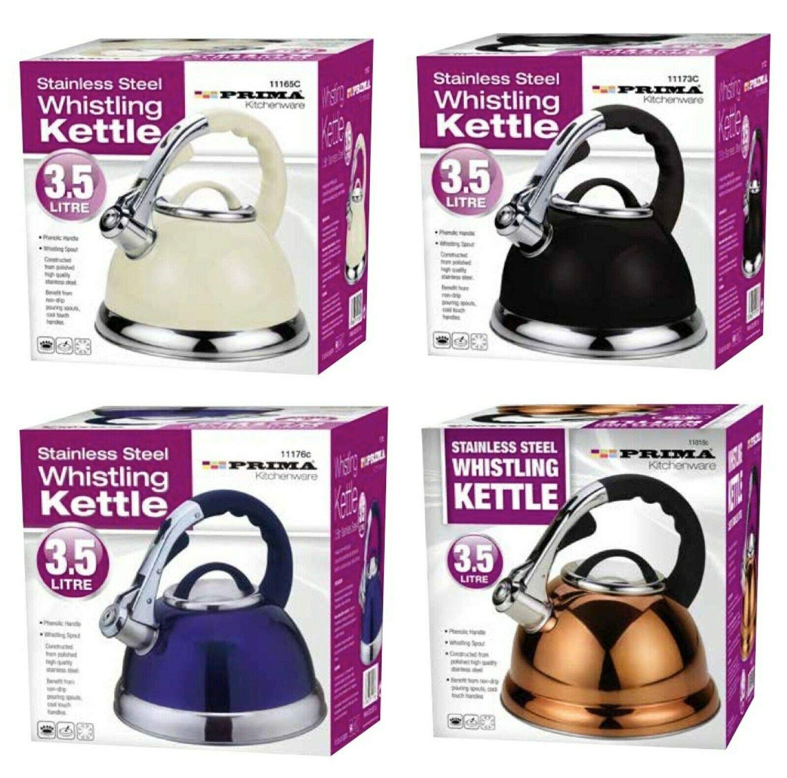 3.5LTR S/S Whistling Kettle Metalic Black (Blue)