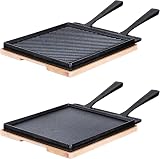 George Foreman Dual-Sided Cast Iron Griddle Plate with Beech Tray GFDSGP01 view 7