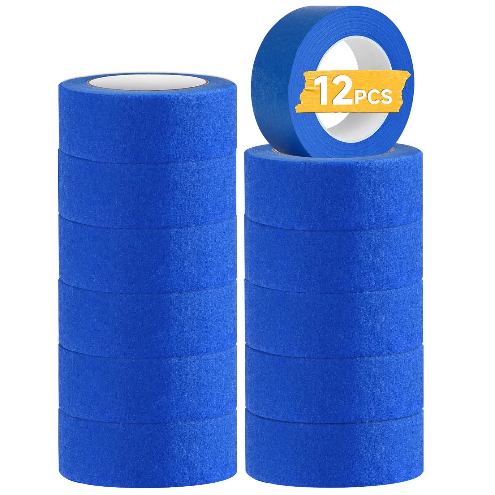 Hsxfl Premium Masking Tape for Painting, 12 Rolls 24 mm x 20M Decorators Tape Multi Surface Painting Tape for Painting Artists Decorating