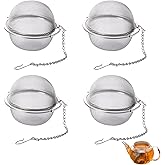 Fidqiog 4 Pcs Tea Infuser, Stainless Steel Tea Steeper with Strainer Fine Mesh, Tea Strainer for Hot Iced Brewing, Durable Te