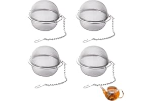 Fidqiog 4 Pcs Tea Infuser, Stainless Steel Tea Steeper with Strainer Fine Mesh, Tea Strainer for Hot Iced Brewing, Durable Te