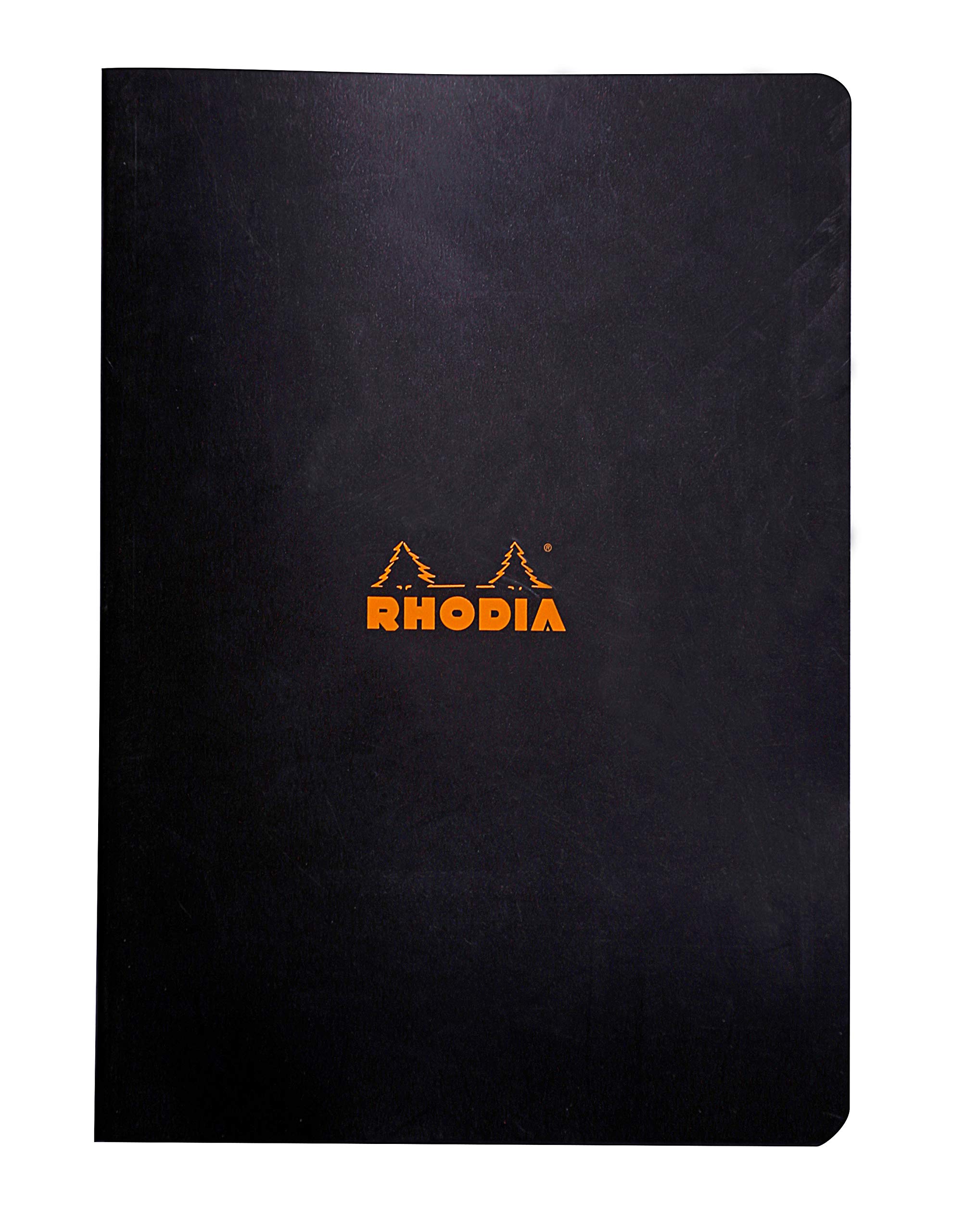 RHODIA 119162C - Piqué Notebook - A4 - Small Squares - 96 pages - White Clairefontaine Paper 80 g/m - Soft Coated Card Cover - random colour black or orange